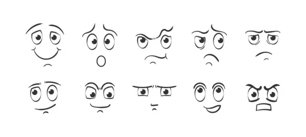 Kreskówkowe emocje twarzy. — Wektor stockowy