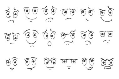 Çizgi film yüz duyguları.