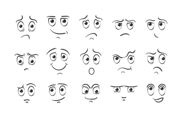 Tekenfilm gezicht emoties. — Stockvector