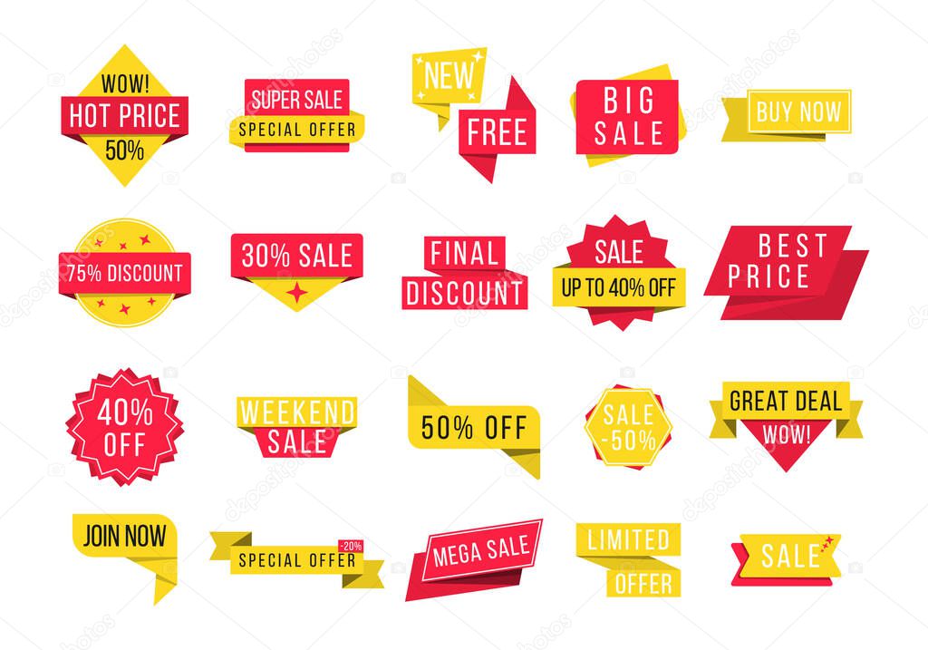 Promotional sale badges.