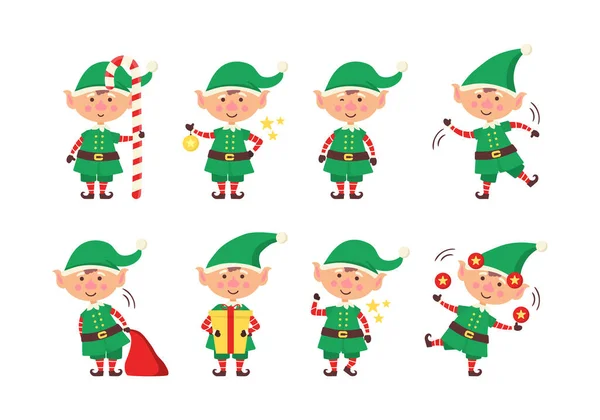 Sonriente elfo de Navidad. — Vector de stock