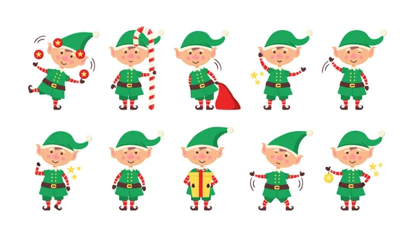 Sonriente elfo de Navidad. — Vector de stock