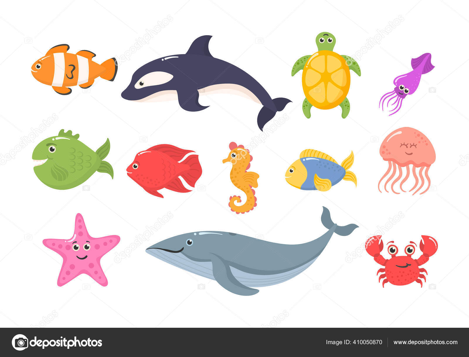 Ocean, sea animals. Stock Vector Image by ©Poliashenko #410050870 Ocean, sea animals. Stock Vector Image by ©Poliashenko #410050870