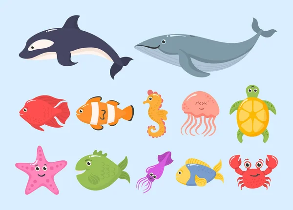 Océano, animales marinos. — Vector de stock