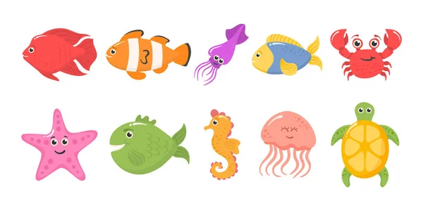 Océan, animaux marins. — Image vectorielle