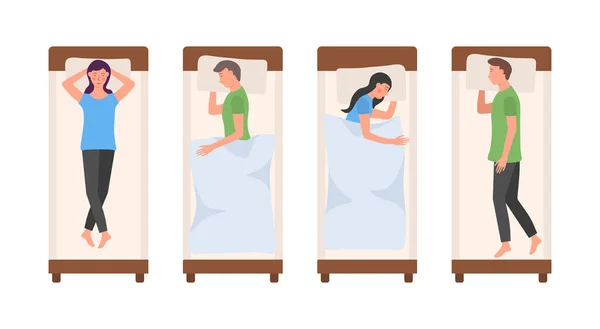 Personas durmiendo cama. — Vector de stock