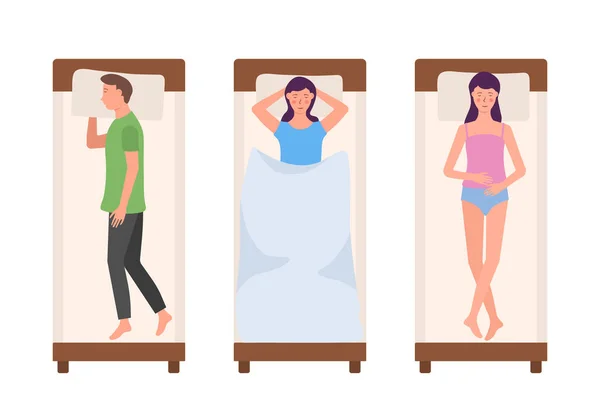 Personas durmiendo cama. — Vector de stock