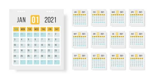 Opmaak kalender 2021. — Stockvector