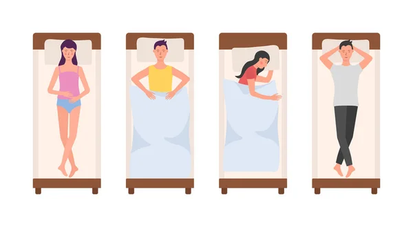 Personas durmiendo cama. — Vector de stock