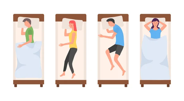 Люди спальная кровать. — стоковый вектор