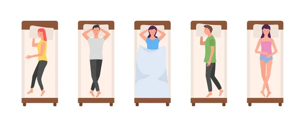 Mensen slapen in bed. — Stockvector