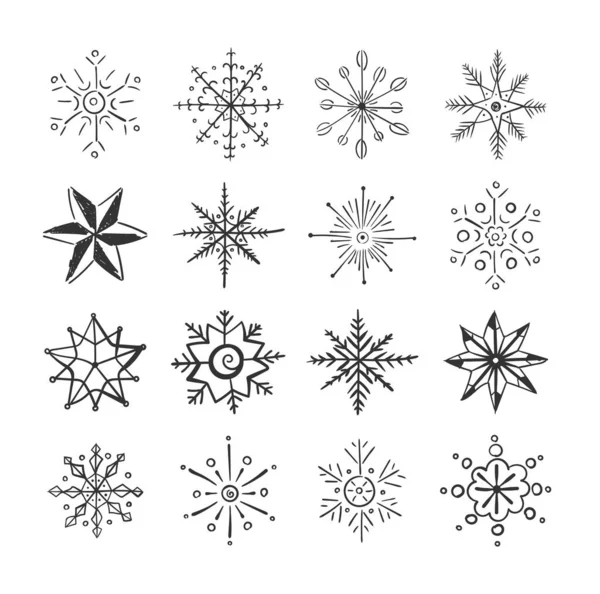 Sneeuwvlokken Kerst doodle. — Stockvector