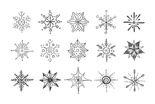 Flocons de neige Noël doodle. — Image vectorielle