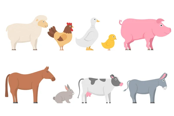 Набор сельскохозяйственных животных. — стоковый вектор