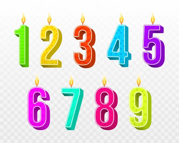 Numery urodzinowe świec. — Wektor stockowy