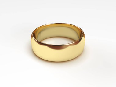 wedding rings with golden ring, isolated on white background.