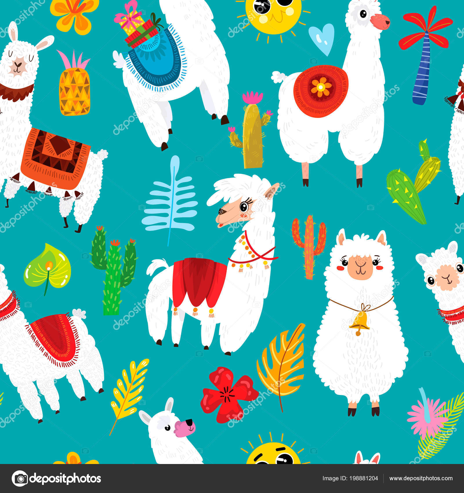 Cartoon Seamless Pattern Llama Alpaca Cactus Leaves Background Can Used Stock Vector Image by ©ovocheva #198881204 Cartoon Seamless Pattern Llama Alpaca Cactus Leaves Background Can Used Stock Vector Image by ©ovocheva #198881204