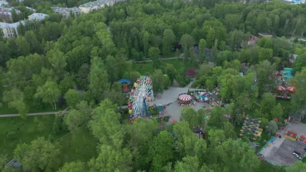 An indoor amusement Park because of the coronavirus covid, empty , Aerial view — Stock Video