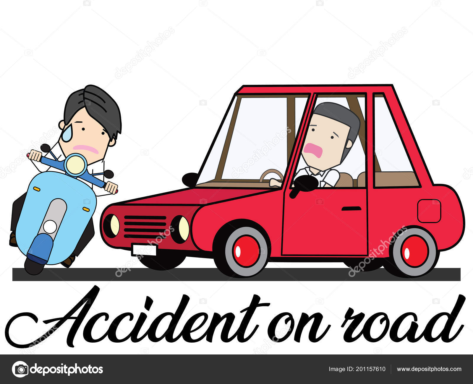 Car Scooter Crash Accident Cartoon Mode Flat Vector Illustration Concept  Stock Vector Image by ©Masterkoii #201157610