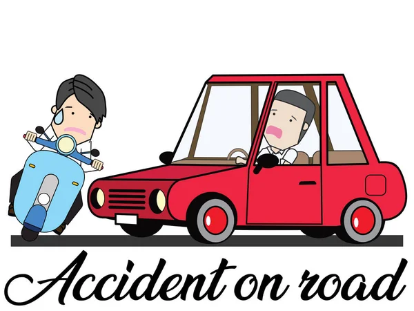 Auto Scooterverhuur Crash Ongeval Cartoon Modus Platte Vector Illustratie Concept — Stockvector