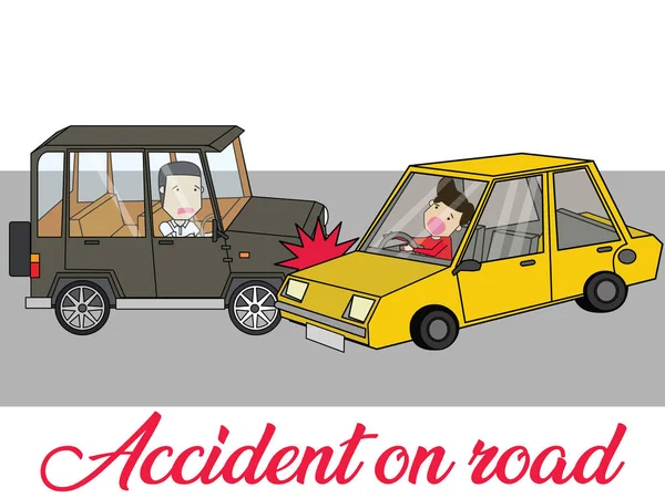 Accidente Coche Accidente Carretera Diseño Ilustración Vector Plano — Archivo Imágenes Vectoriales