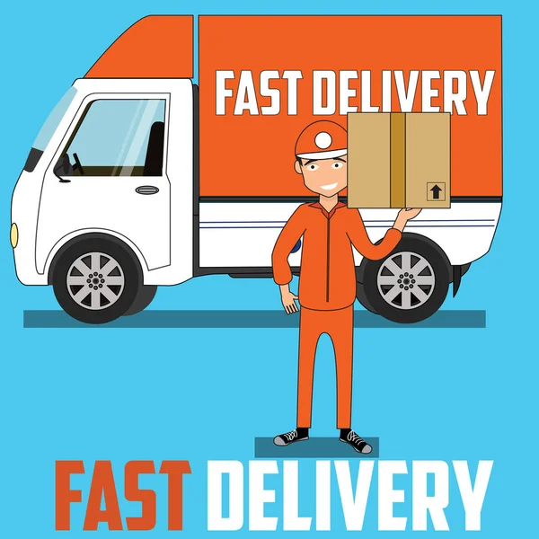 Snelle Levering Service Conceptontwerp Cartoon Platte Vector — Stockvector