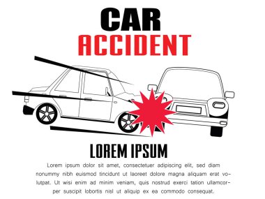 Cars involved in a car wreck. clipart