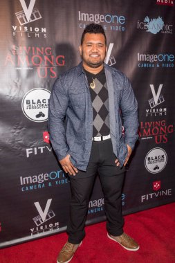 Sam Puefua 1 Şubat 2018 'de Los Angeles' taki Laemmle 's Ahrya Güzel Sanatlar Tiyatrosu' nda 