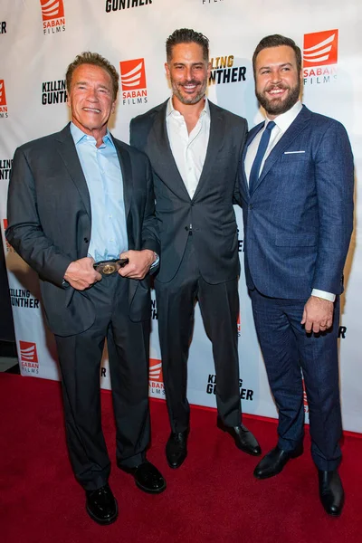 Arnold Schwarzenegger Joe Manganiello Taran Killam Παρακολουθεί Την Saban Films — Φωτογραφία Αρχείου