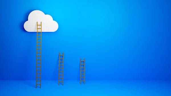 cloud computing concept, Ladder of Success Concept, Dream Big Concept, Presentation Concept, 3D illustration background