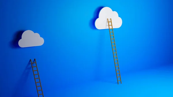 cloud computing concept, Ladder of Success Concept, Dream Big Concept, Presentation Concept, 3D illustration background