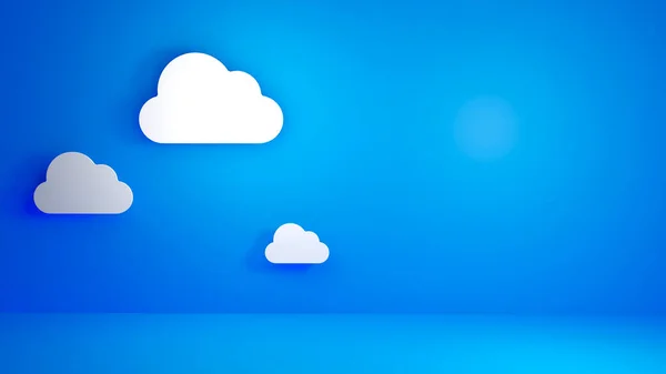 Cloud Computing Nube Blanca Fondo Azul Ilustración Fondo — Foto de Stock