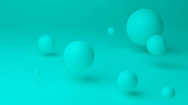 Yuvarlak Şekiller, Atom, soyut arka plan ve 3 boyutlu geometrik şekiller. Modern kapak tasarımı. 