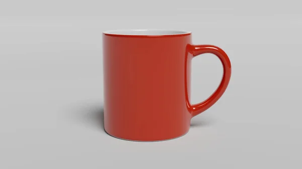 コーヒーカップ コーヒーマグカップ コーヒーマグカップの印刷テンプレート 白い背景に赤いマグカップ — ストック写真