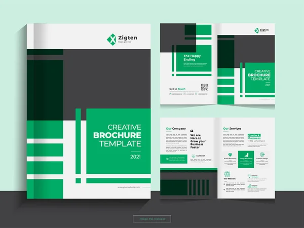 Plantilla Diseño Folleto Empresarial Bipliegue Corporativo Limpio Formato — Vector de stock