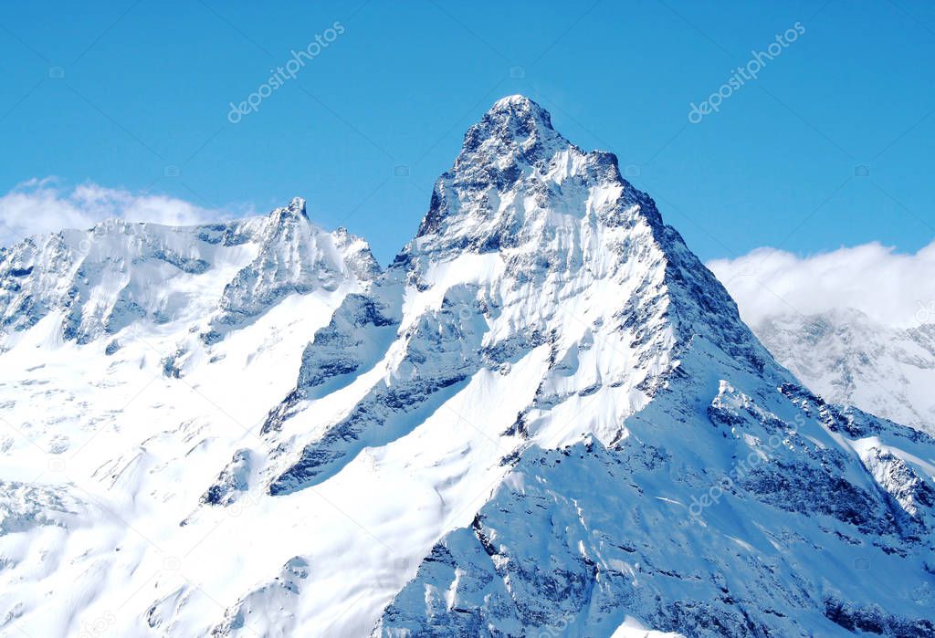 Mountain top in the mountains of Dombai, Caucasus, Russia