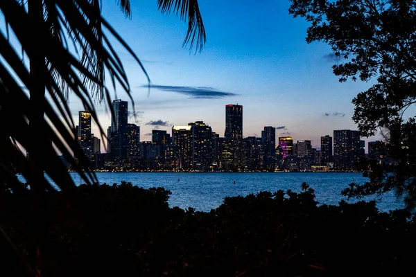 Uitzicht Miami Stad Wolkenkrabbers Van Biscayne Baai — Stockfoto