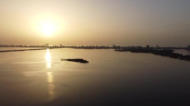 Sonnenaufgang Über Dem Strand Von Miami Vom Stadtzentrum Miami — Stockvideo