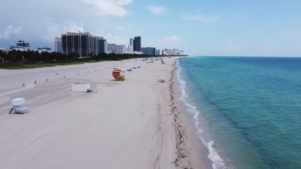 Stranden South Beach Miami Har Stängts Igen Grund Utbrottet Coronavirus — Stockvideo
