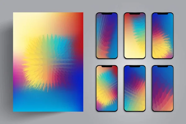 Akıllı telefon veya bir arka plan veya kapak renkli patlama ile ya da keskin dikenli diken top için tablet için duvar kağıdı. Modern ilerici tasarım şablonu. Vektör çizim. EPS 10