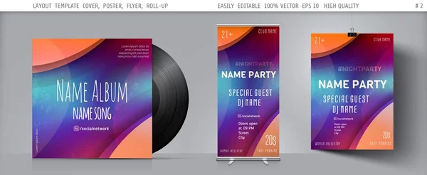 Afiş, poster, kitapçık, broşür, afiş, kapak, davet, gece dans kulübü, parti, Müzik Festivali, konser, performans için reklam için vektör şablonu. Renkli modern soyut duvar kağıdı arka plan