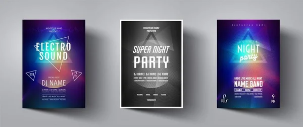Reklamblad eller affisch för Music Night Club Party med abstrakt bakgrund. Vektor banner mall design för Event, Disco Party, konsert, dansklubb, firande, DJ-kort. Kreativ broschyr för Festival, show. — Stock vektor