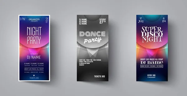 Broşür veya Poster soyut arka plan ile müzik gece kulübü partisi için. Olay için Vektör afiş şablonu tasarım, disko parti, konser, dans kulübü, kutlama, dj kartı. Festival için yaratıcı broşür, göstermek.