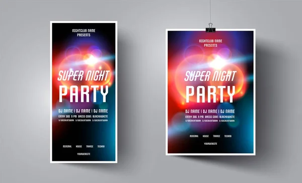 Party Flyer, affisch mall. Abstrakt bakgrund design banner för musik nattklubb, Disco Club, dansevenemang, inbjudan, DJ-kort, semester, firande, underhållning, Visa, konsert. Modern vektor illustration. — Stock vektor