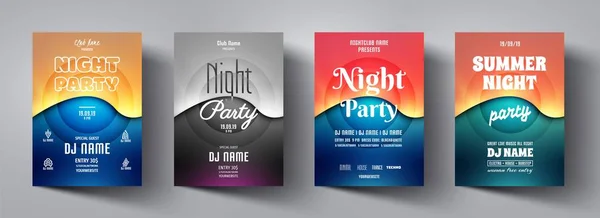 Parti el ilanı, poster şablonu. Müzik gece kulübü, disko kulübü, dans etkinliği, davet, dj kartı, tatil, kutlama, eğlence, gösteri, konser için soyut arka plan tasarım afiş. Modern vektör illüstrasyonu.