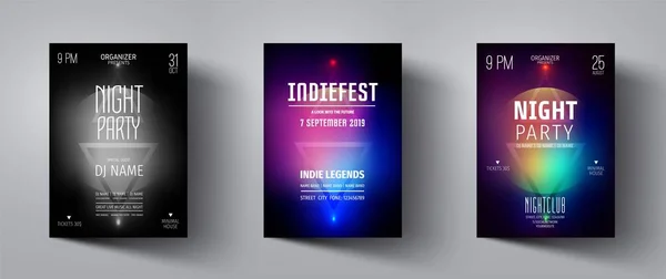 Parti el ilanı, poster şablonu. Müzik gece kulübü, disko kulübü, dans etkinliği, davet, dj kartı, tatil, kutlama, eğlence, gösteri, konser için soyut arka plan tasarım afiş. Modern vektör illüstrasyonu.