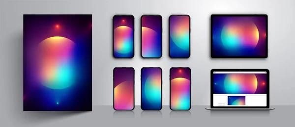 Soyut modern vektör arka plan tasarımı. Akıllı telefon ekranı için duvar kağıdı şablonları ayarlayın. Konsept tasarım örneği. Vektör illüstrasyon. Mockup akıllı telefon, tablet, dizüstü bilgisayar. Arka plan tasarımı.