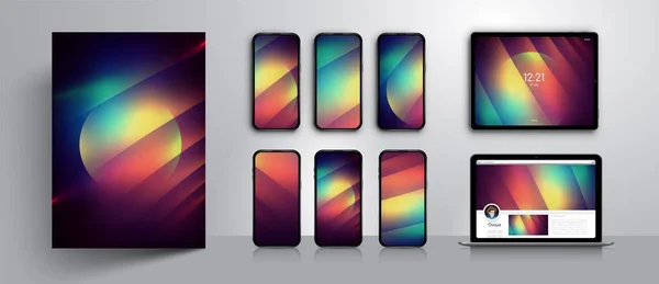 Soyut modern vektör arka plan tasarımı. Akıllı telefon ekranı için duvar kağıdı şablonları ayarlayın. Konsept tasarım örneği. Vektör illüstrasyon. Mockup akıllı telefon, tablet, dizüstü bilgisayar. Arka plan tasarımı.