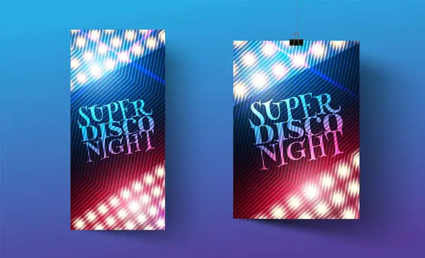 Gece diskosu partisi için poster ve el ilanı şablonu. Etkinliklere davetiyeler, gösteri, konser. Müzik dans kulübü için düzen tasarım afiş. Fon tasarımı. Modern soyut arka plan. Vektör çizimi