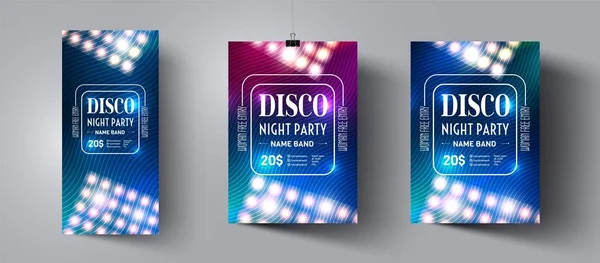 Affisch och reklambladsmall för Night Disco Party. Inbjudningar till evenemang, show, konsert. Layout design banner för musik Dance Club. Design i bakgrunden. Modern abstrakt bakgrund. Vektor illustration — Stock vektor